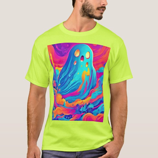 Camiseta Arte de Halloween Fantasma Espectral (Frente)