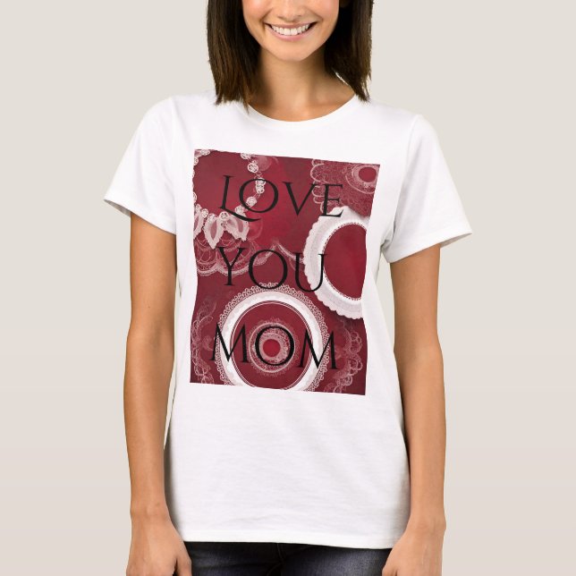Camiseta Arte de IA Floral Vermelho Escuro (Frente)