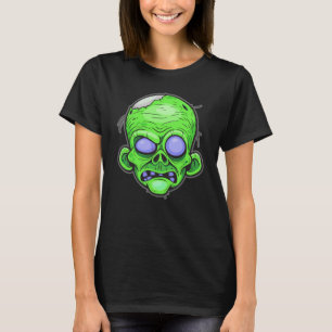 Camiseta Arte de Ilustração de Cabeça de Zumbi