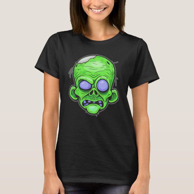 Camiseta Arte de Ilustração de Cabeça de Zumbi (Frente)