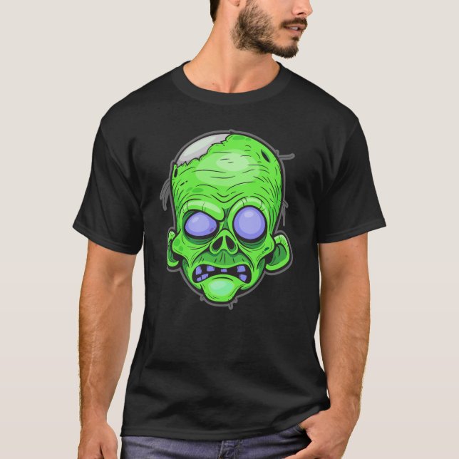Camiseta Arte de Ilustração de Cabeça Zombie (Frente)