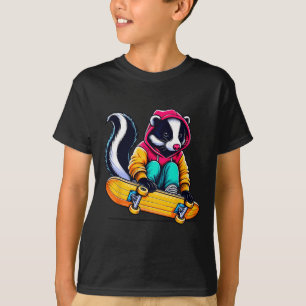 Camiseta Arte de Ilustração de Skate Cool Funky Skunk 1