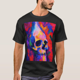 Camiseta Arte de Impressão de Caveira Abstrata na Parede
