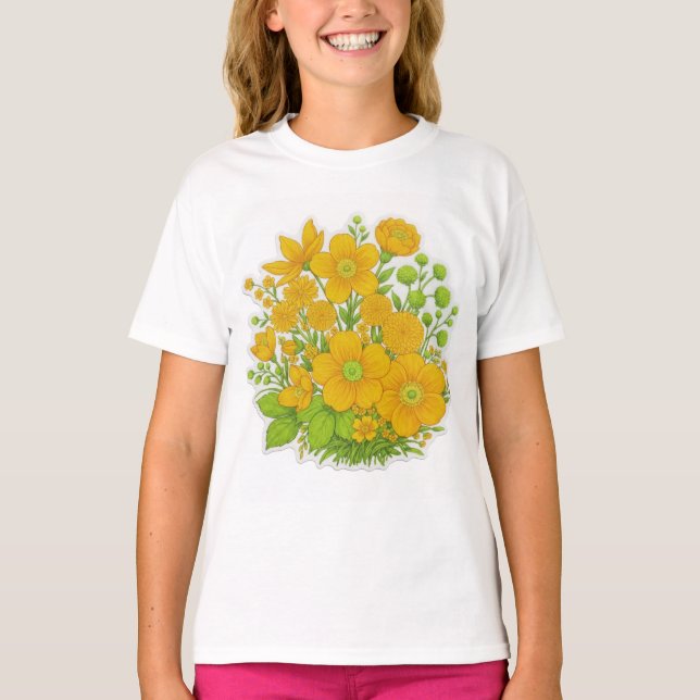Camiseta arte de impressão de design floral (Frente)