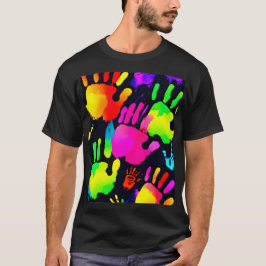 Camiseta Arte de impressão digital neon vibrante