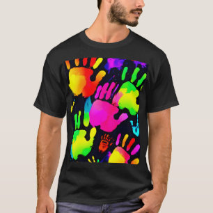 Camiseta Arte de impressão digital neon vibrante