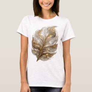 Camiseta Arte de jato de tinta alcoólica dourada atraente D