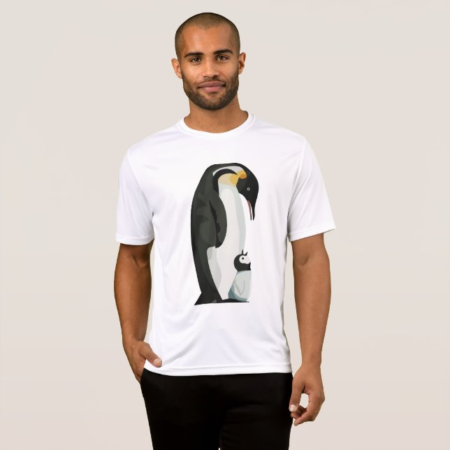 Camiseta Arte de ligação de Pintinhos e pais de pinguins (Frente Completa)