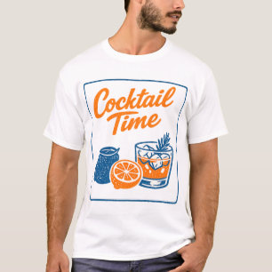 Camiseta Arte de limões de tempo de coquetel desenhado à mã