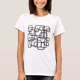 Camiseta Arte De Linha De Abstrato Contemporânea Preta E Br