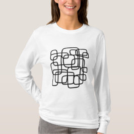 Camiseta Arte De Linha De Abstrato Contemporânea Preta E Br