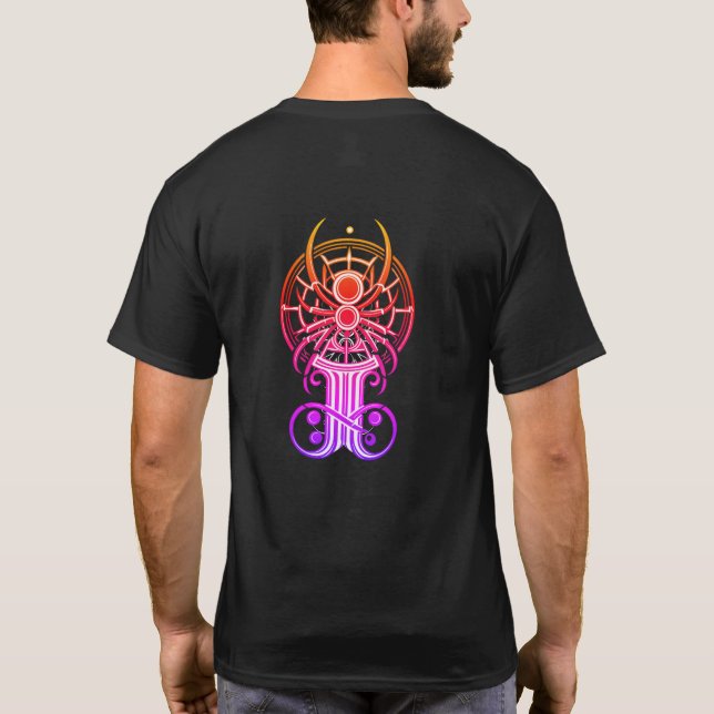 Camiseta Arte de Linha de Aranha Geométrica (Verso)