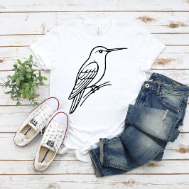 Camiseta Arte de Linha de Beija-flor – Ilustração de Pássar