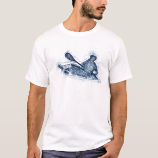 Camiseta Arte de Linha de Caiaque de Águas Brancas Dinâmico