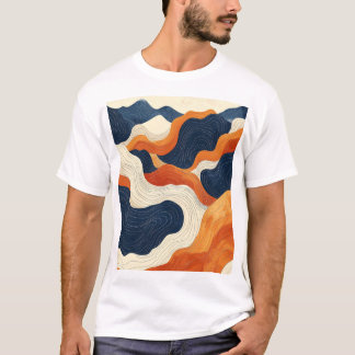 Camiseta Arte de Linha de Contorno Topográfico Abstrato Ret