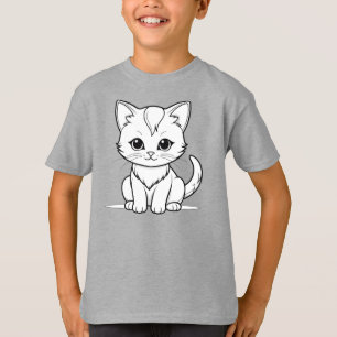 Camiseta Arte de Linha de Gatinho de Gato Estilizado-52315