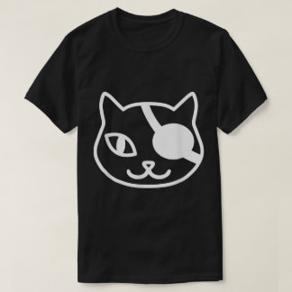 Camiseta Arte de Linha de Gato Pirata Minimalista