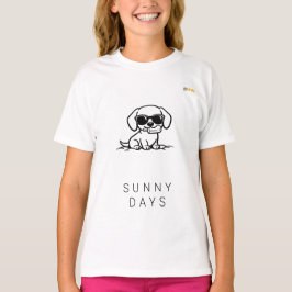 Camiseta Arte de Linha de Óculos de Sol de Cachorrinho Dach