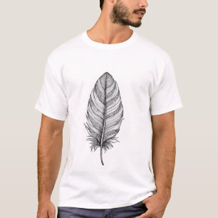 Camiseta Arte de Linha de Pena Boho Detalhada