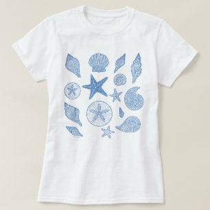 Camiseta Arte de Linha de Praia Mínima Costeira