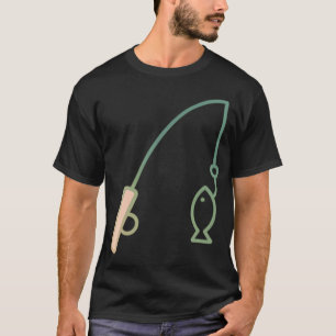 Camiseta Arte de Linha de Vara de Pesca Minimalista
