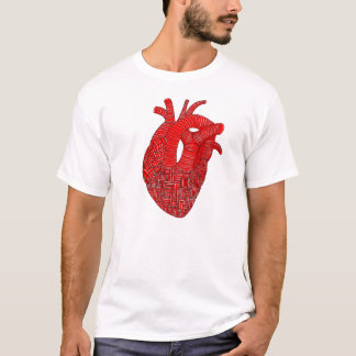 Camiseta Arte de Linha do Coração Anatômico Abstrato