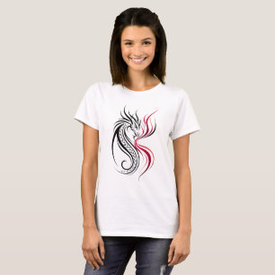 Camiseta Arte de Linha do Dragão Elegante