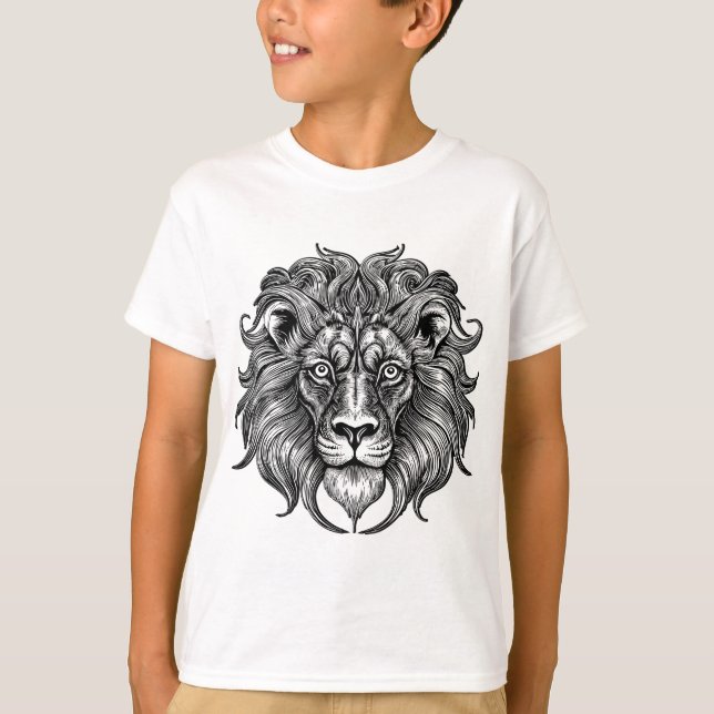 Camiseta Arte de Linha do Leão (Frente)