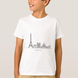 Camiseta Arte de Linha Minimalista da Silhueta de Paris