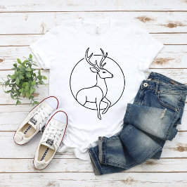 Camiseta Arte de Linha Minimalista de Veado – Arte de Anima