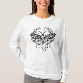 Camiseta Arte de Linha Mística Gótica de Mariposa Botânica