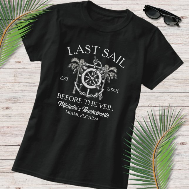 Camiseta Arte de Linha Náutica Última Vela Despedida de Sol (Criador carregado)