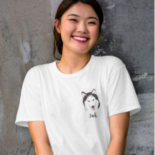 Camiseta Arte de Linha Personalizada Amante de Cães