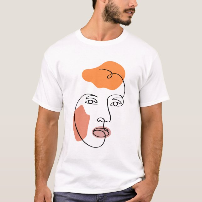 Camiseta Arte de Linha Retraição Mínima Abstrato (Frente)