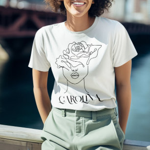 Camiseta Arte de Linha Simples Moderna, Boho Chic