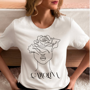 Camiseta Arte de Linha Simples Moderna, Boho Chic