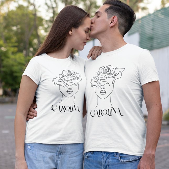Camiseta Arte de Linha Simples Moderna, Boho Chic (Criador carregado)