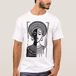 Camiseta Arte de Linha Tribal Ousada Rainha Africana