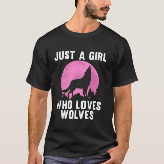Camiseta Arte de Lobo Fofo Para Mulheres Meninas Lobos Uiva