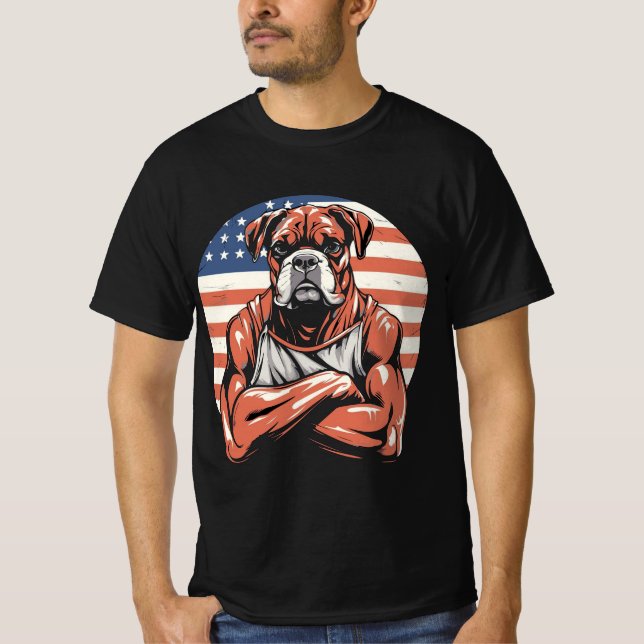 Camiseta Arte de Logotipo Buldogue Americano Duro (Frente)