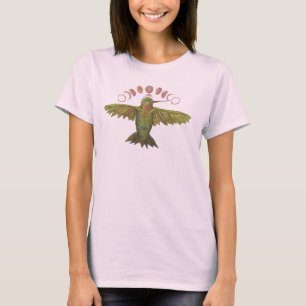 Camiseta Arte de Lotus da lua do colibri