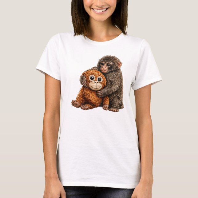 Camiseta Arte de Macaco Adorável PNG (Frente)