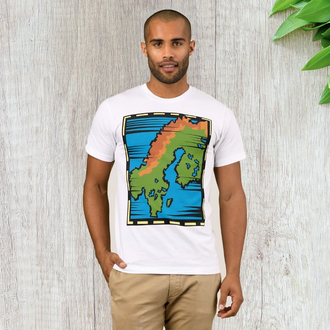 Camiseta Arte de Mapa Abstrato da Escandinávia (Criador carregado)
