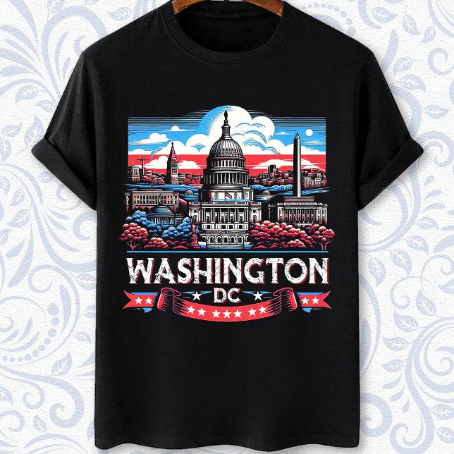 Camiseta Arte de marcos do Skyline Washington DC (Criador carregado)