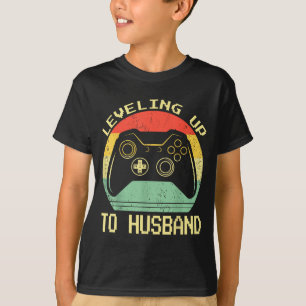Camiseta Arte de Marido Jogando Videogame Subindo de Level