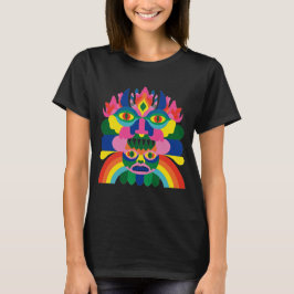 Camiseta Arte de Máscara Totem Arco-íris