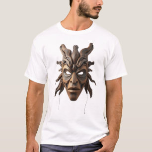 Camiseta Arte de Máscara Tribal - Abrace Beleza Cultural