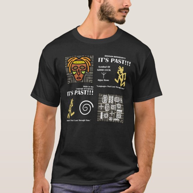 Camiseta Arte de Máscara Tribal com Símbolos Antigos - Étni (Frente)