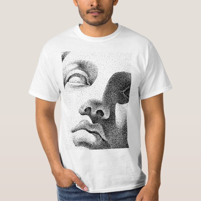 Camiseta Arte de Matriz de Pontos: Face de Mármore Clássica (Frente)