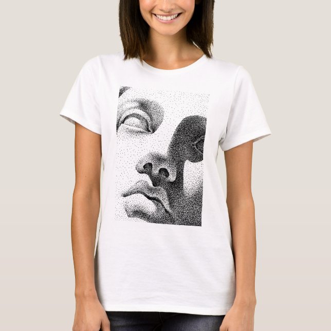 Camiseta Arte de Matriz de Pontos: Face de Mármore Clássica (Frente)